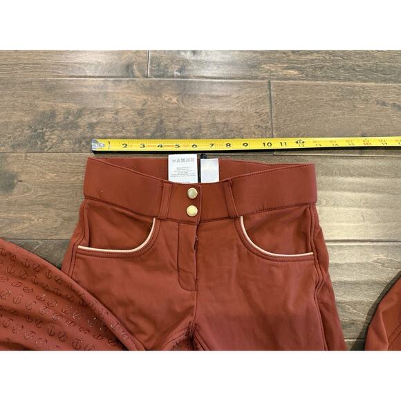 Halter Ego Women Red Brown Equestrian Breeches Grip Riding Stretch Pants Size 24 - Picture 10 of 10